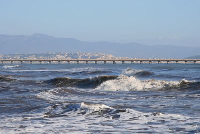 Scenic view of sea against clear sky  cagliari panorama