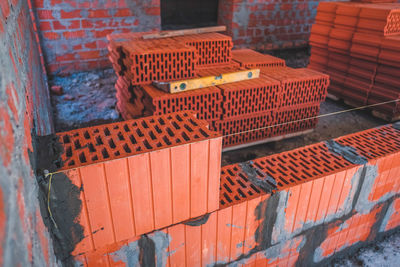 High angle view of building roof