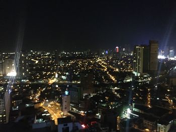 City lit up at night