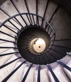 Directly below shot of spiral staircase