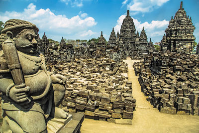 Panoramic view of temple against building