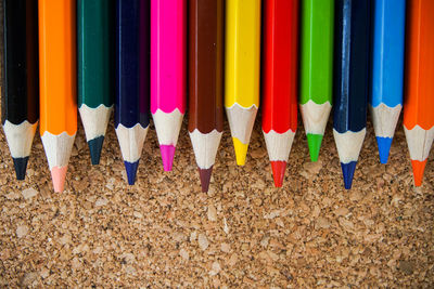 Close-up of multi colored pencils