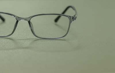 Close-up of eyeglasses on table