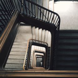 High angle view of spiral staircase