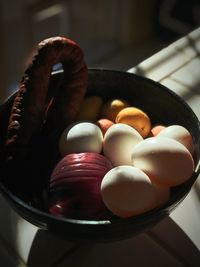 Close-up of eggs in bowl