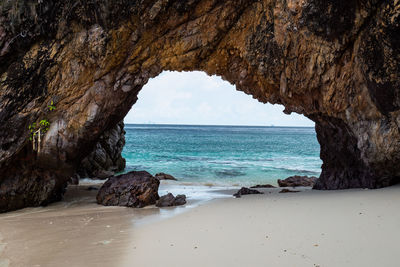 Scenic view of sea shore against sky