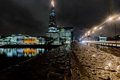 Illuminated city at night