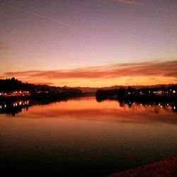 Scenic view of lake at sunset