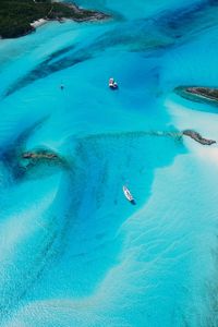 Aerial view of boats in sea