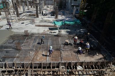 High angle view of construction site