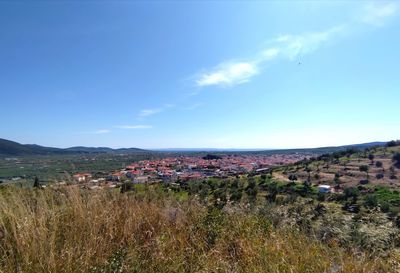 Aerial view of townscape against sky