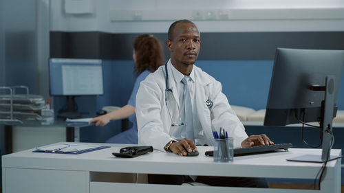 Portrait of doctor working at hospital