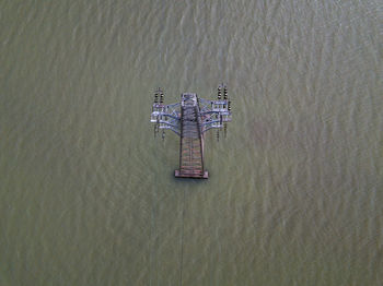 High angle view of ship in sea