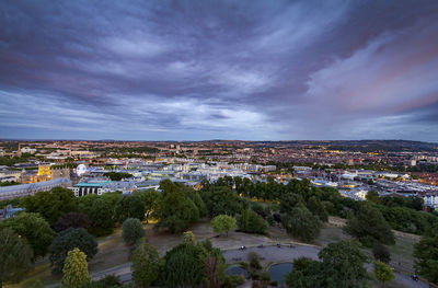 High angle view of townscape against sky