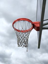 Low angle view of basketball hoop against sky