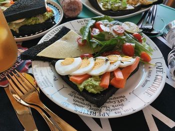 High angle view of meal served in plate