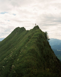 Scenic view of mountains against sky near oberstdorf, germany. shot on 35mm kodak portra 800 film.