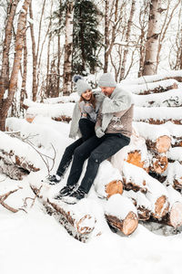 Woman on snow covered land