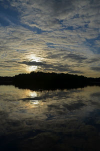 Scenic view of lake at sunset