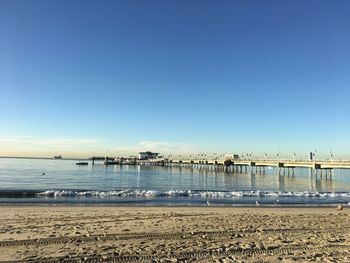 Scenic view of sea against clear sky