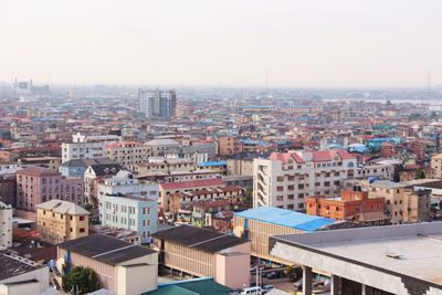 Cityscape against clear sky