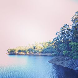 Scenic view of lake against clear sky