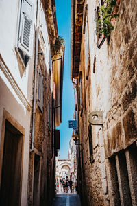 Low angle view of buildings against clear sky