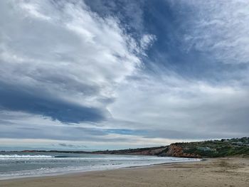 Scenic view of beach against sky