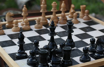 High angle view of chess board