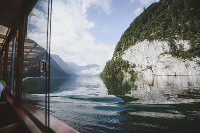 View of sea through window