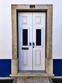 Closed door of house