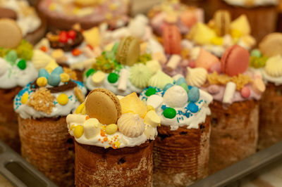 Close-up of multi colored candies for sale