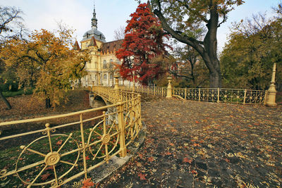 Vajdahunyad castle and iron bridge in autumn, budapest, hungary