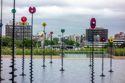 View of city against cloudy sky