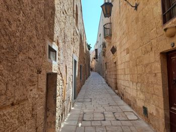 Narrow alley amidst buildings in city