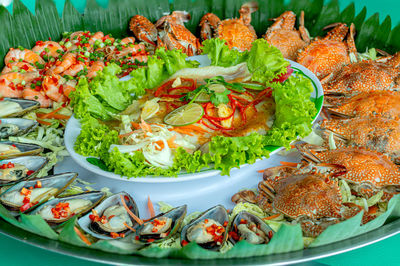 Close-up of meal served in plate