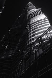 Low angle view of buildings at night