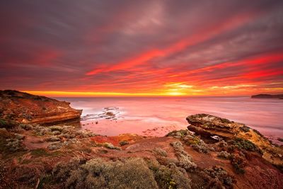 Sunset on the great ocean road, victoria, australia 