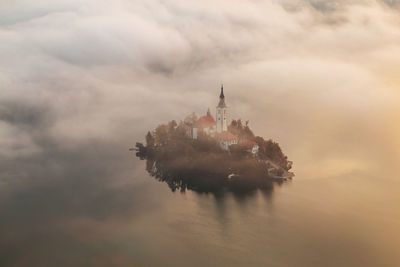 Aerial view of pilgrimage church of the assumption of maria