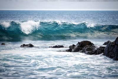 Scenic view of sea against clear sky