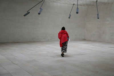 Rear view of woman at venice biennale art musuem