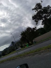 Road seen through car windshield