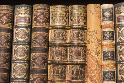 Close-up of antique books