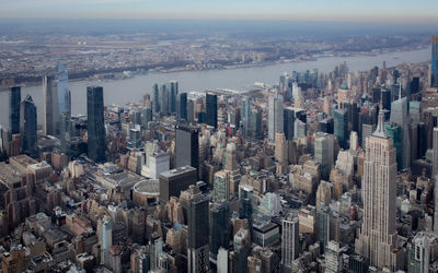 High angle view of buildings in city