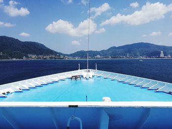 Ship deck against blue sky