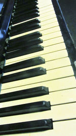 High angle view of piano keys