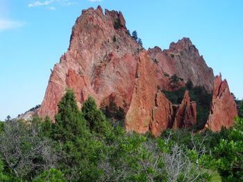 Rock formations on landscape against sky