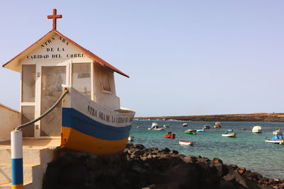 Scenic view of sea against clear sky