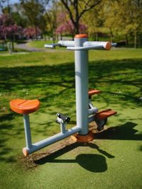 Close-up of basketball court in park