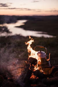 Close-up of campfire at night